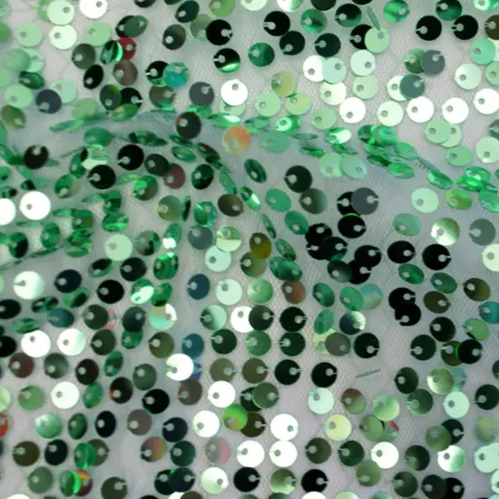 1 Yard Moonstone Mesh Sequin Fabric, 100% Polyester, 50" Width, Blue Tone Sparkle Mint {1}