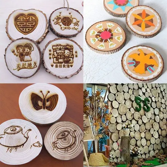 Unfinished Natural Wood Slices with Bark 20 Pcs 3.5-4 inch Craft Wood kit {4}