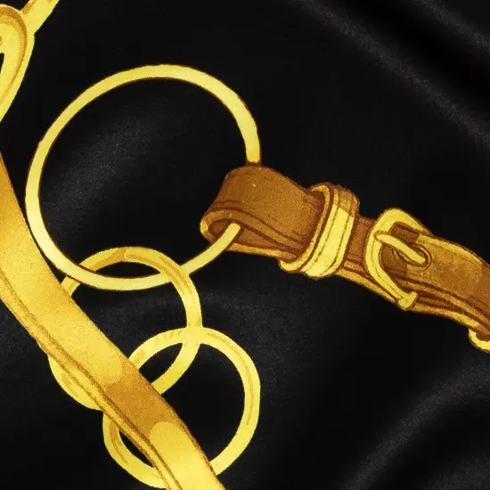 1 Yard Italian Black and Gold Chains Purse Straps Silk Charmeuse, 53 Inches Wide {2}