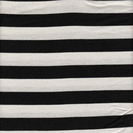 Rayon Span Stripe YD Fabric 1 Yard Black & Ivory Soft Stretch Lightweight 58/60" Wide {1}
