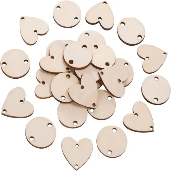 200 Pieces in Total, Wooden Circles Wooden Heart Tags (Set 1) {2}
