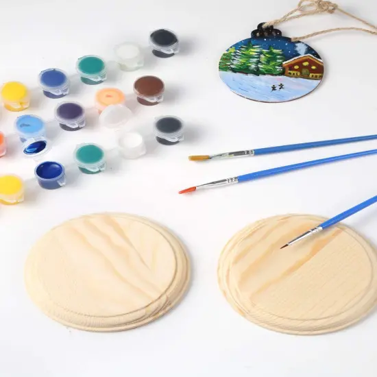 2 Pcs 4 Inch Round Wooden Plaque {2}