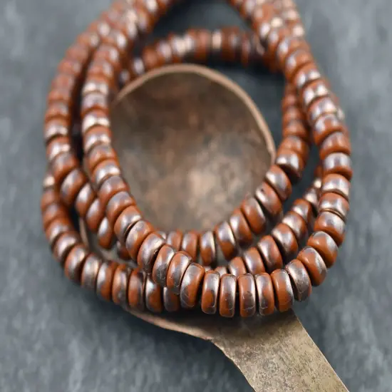 *50* 6x3mm Copper Washed Alloy Orange Heishi Rondelle Beads {2}