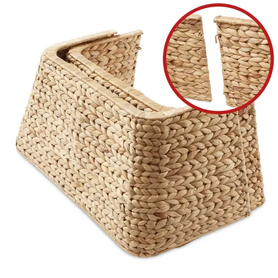 Casafield 22-Inch Christmas Tree Collar, Water Hyacinth Woven Tree Square Base Cover with Cord Cut Out, {5}