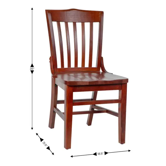 Emma and Oliver School House Back Wooden Restaurant Dining Chair Mahogany {4}