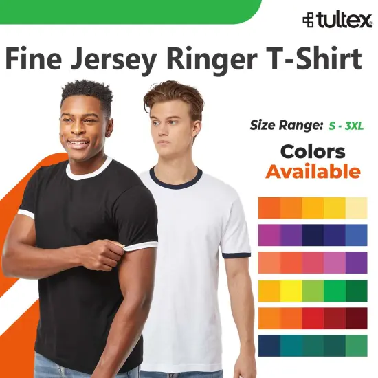 Tultex&reg; Fine Jersey Ringer Crewneck Short Sleeve T-Shirt Vintage white/ rio r {2}