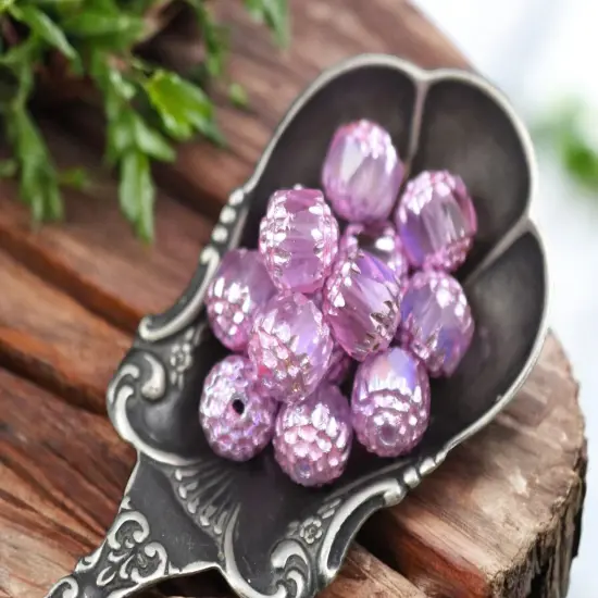 Pink Washed Hot Pink Apollo AB Fire Polished Cathedral Beads {6}