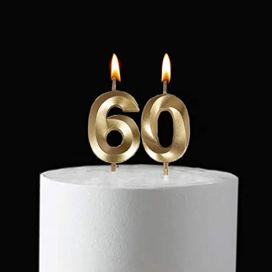 60th Birthday Candles,Gold Number 60 Cake Topper for Birthday Decorations Party Decoration {1}