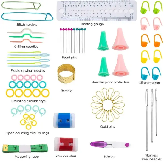 102 Pieces,Crochet Hooks Kit with Storage Case,Ergonomic Knitting Needles Blunt Needles Stitch Marker DIY Hand Knitting Craft Art Tools for Beginners {1}