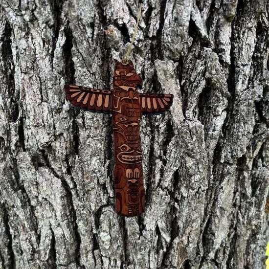 Native American Totem Pole - Cedar Ornament {2}