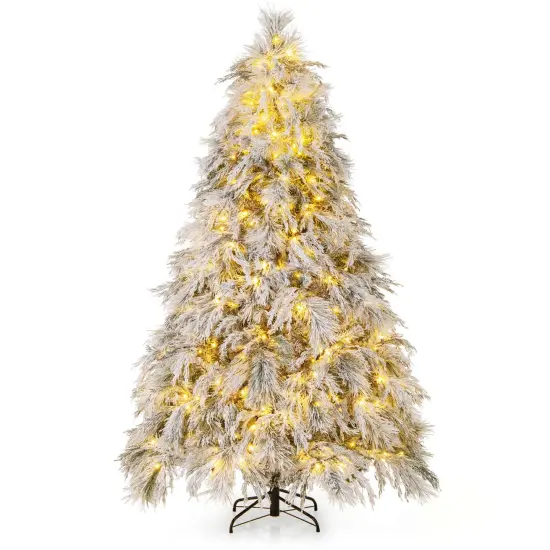 Costway 4.5/6/7 FT Pre-Lit Artificial Christmas Tree with 279/519/743 PVC & Pine Needles & PE Tips {8}
