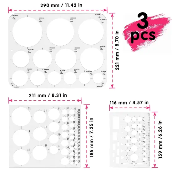 3 Pieces Circle Template Circle Round Stencil Templates for Drafting for Office and School Building Formwork Drawings Templates, Large and Small Size {1}
