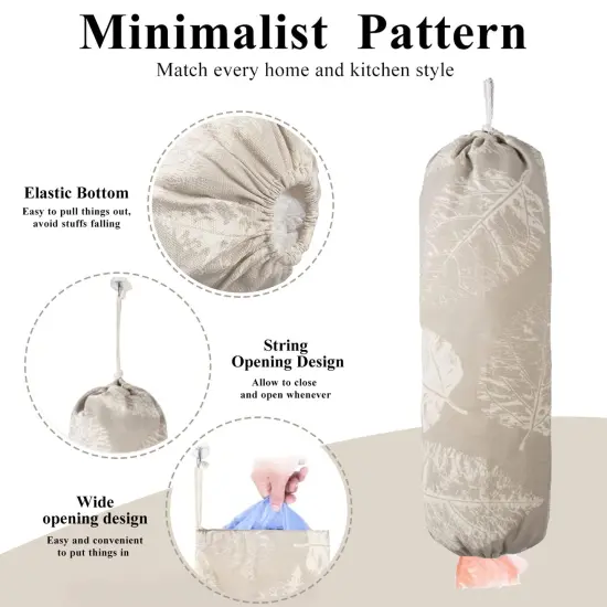 Plastic Bag Holder, Wall Mount Plastic Bag Organizer Dispenser, Heavy Duty Grocery Bag Storage Holder for Home Kitchen Camper (Tablet Leaves) {2}