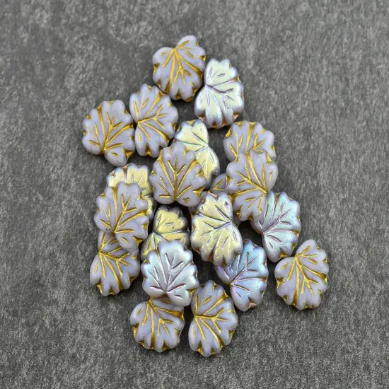 *20* 13x11mm Gold Washed Matte Thistle AB Maple Leaf Beads {4}