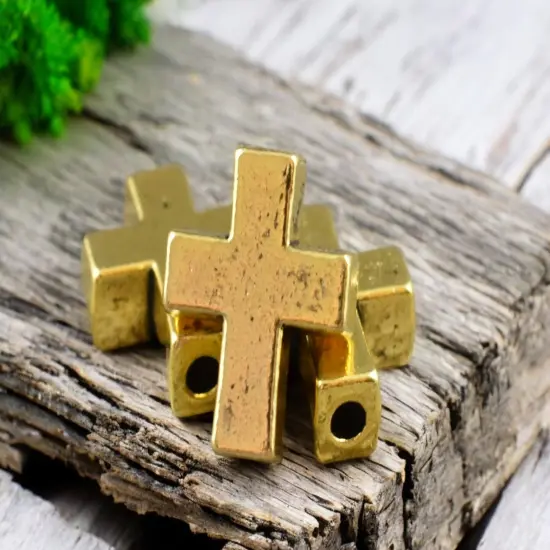 *20* 15x12mm Antique Gold Cross Beads {1}