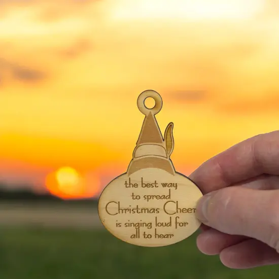 Ornament - Christmas Cheer - Raw Wood 2x3in {4}