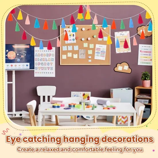 4 Pcs Rainbow Tassel Garland Boho Colorful Garland Banner Decor(Tassel in 6.3 Inches) {4}