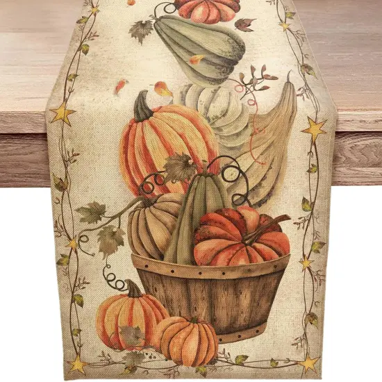 Fall Harvest Vintage Pumpkins Table Runner - Fall Pumpkin {1}