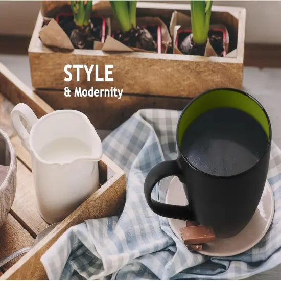 Set of 6 Stoneware Coffee Mugs 12 Ounce/Cup Set {5}