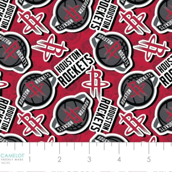 NBA Licensed Houston Rockets Toss Red Cotton Fabric by the Yard {1}