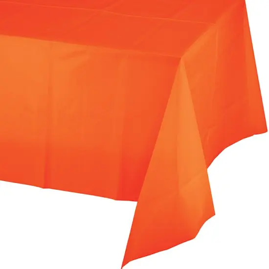 12 pc Bulk Sunkissed Orange Value Friendly Plastic Table Cover {1}