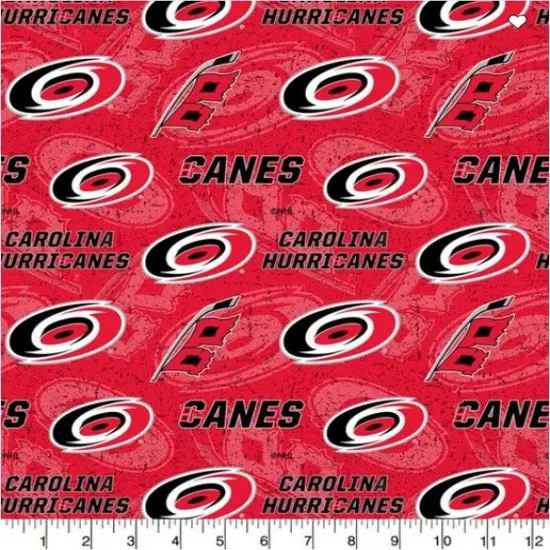 NHL Licensed Carolina Hurricanes 1199-HUR Cotton Fabric by the Yard {1}