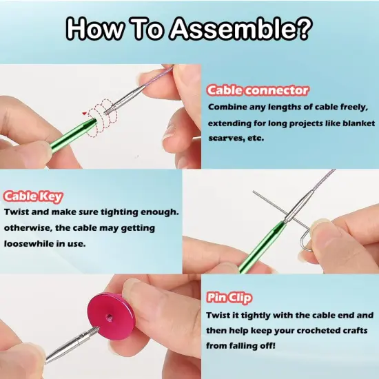 Tunisian Crochet Hooks Set with Cable,Long Aluminum Crochet Hooks 3mm-10mm Interchangeable Crochet Needles with Cord {4}