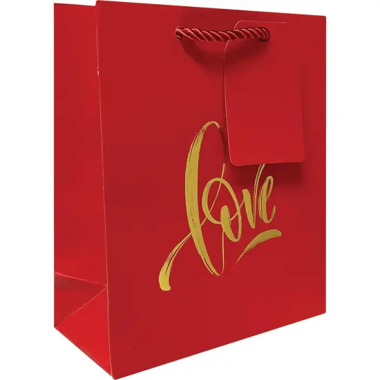 Pack/6: Love Script Gift Bag - 6 x 3 x 7-1/2" {1}