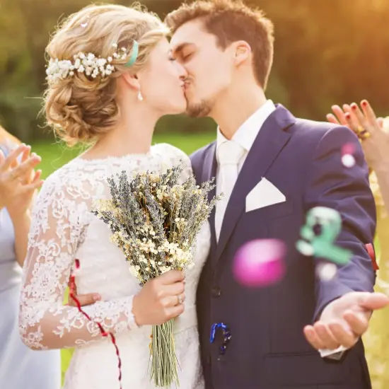 Dried Lavender & Baby's Breath Flowers Bundles, 2 Bunches Dried Flower Bouquet for Vase, Natural Gypsophila, Valentines Day Decor Present, Home, Wedding, Photography, Floral Arrangement, DIY {5}