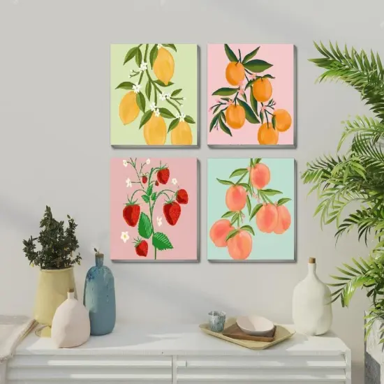 4 Pack Fruits Paint by Numbers Kit for Adults Framed,Easy Acrylic Art Number Painting for Adults Beginners,DIY Adults Paint by Numbers Kit on Canvas for Home Wall Decor,7.8x7.8Inch. {2}