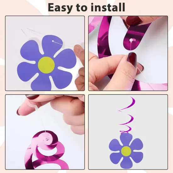 60s Hippie Party Foil Swirl Decorations {4}