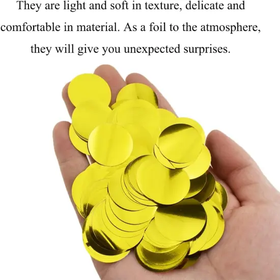 Gold 1Inch Foil Metallic Glitter Round Tissue Paper Confetti Table Decoration Confetti Dot Pastel Bulk Table Scatter Confetti Paper for Packaging Wedding Bachelorette Baby Shower Party, 5000PCs {4}