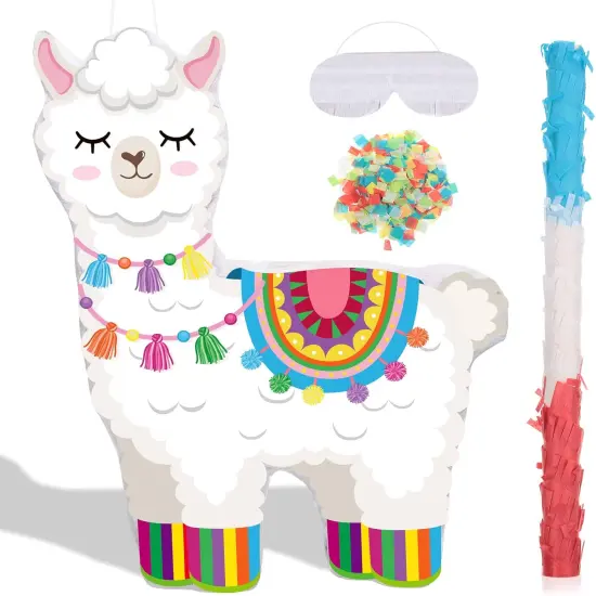 Fiesta Llama Pi&ntilde;ata Includes Stick Blindfold Confetti Cinco De Mayo Llama Pi&ntilde;ata Mexican Party Favors {1}