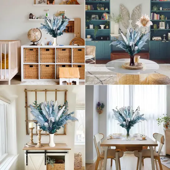 Pampas Grass Decor Dried Flowers with Blue Pampas Grass Boho Floral Arrangements {4}