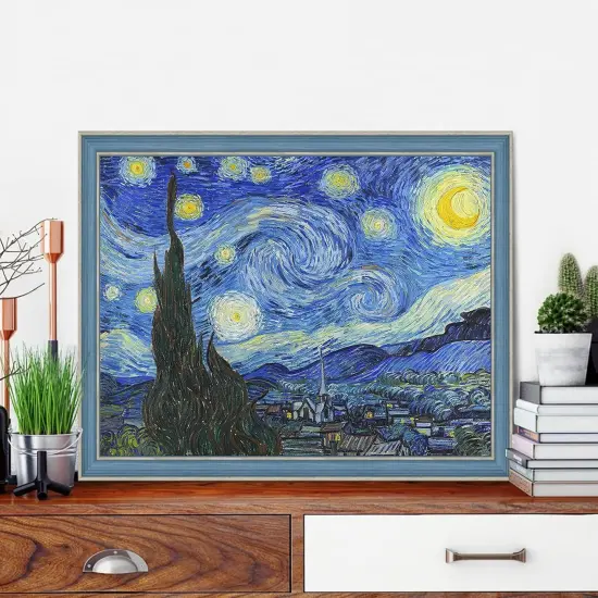 Diamond Painting Kits for Adults, 4 Pack Van Gogh Starry Night Diamond Art Kits, 5D Full Drill DIY Crafts for Adults Home Wall Decor Sunflower Irises Caf&eacute; Terrace at Night [12x16in] {3}