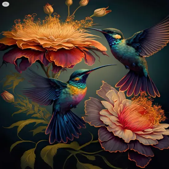 Diamond Art Kits for Adults - Hummingbird Flower Diamond Painting Kits DIY 5D Full Drill Diamond Dots Paintings with Diamonds Gem Art and Crafts for Home Decor 12x16 Inch {1}