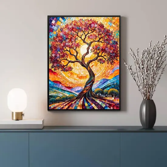 Tree of Life Diamond Painting Kits for Adults - Abstract Diamond Art Painting Kits - Stained Glass Diamond Art Painting Kit - Tree Gem Art for Gift Home Wall Decor 12&times;16 Inch {4}