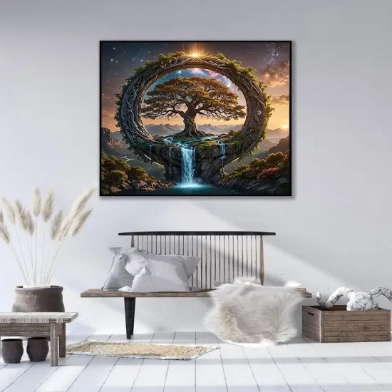 5D Tree of Life Diamond Art Kits for Adults Beginners,DIY Full Round Drill Diamond Painting Kits Font of Life,Paint by Diamonds Dot Gem Art Crystal Waterfall Easy,Home Wall Decor 13.7X 13.7Inch {3}