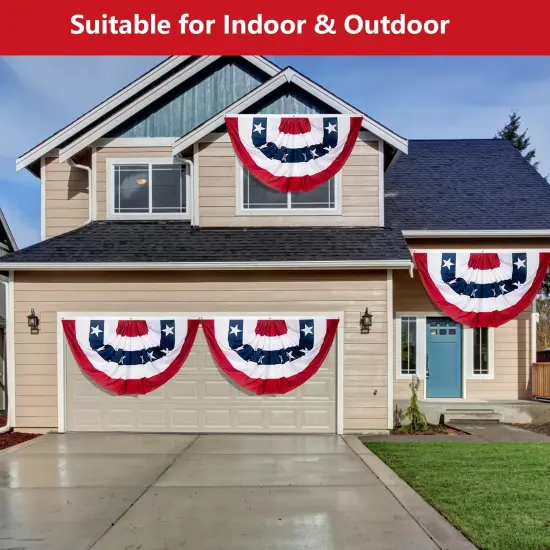 3 x 6 Ft American Flags Bunting, 4 Pack Bunting Flags Outdoor, Fourth Of July Decorations Pleated Fan Flag, Patriotic Bunting For Outside {3}