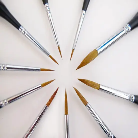 Kolinsky Sable Watercolor Brushes, 10pcs Sable Detail Paint Brush Set Will Keep a Fine Tip Point and Spring for Watercolor Acrylic Gouache, Miniature, Nail Art & Models {2}