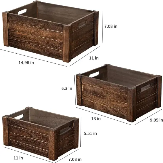 Large Vintage Black Wooden Crates For Storage {2}