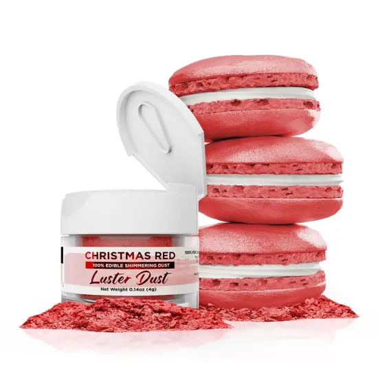 Bakell - Christmas Red Luster Dust (4g, 1x Jar) Edible Vegan Dust & Paint for Baking, Desserts and Beverages {1}