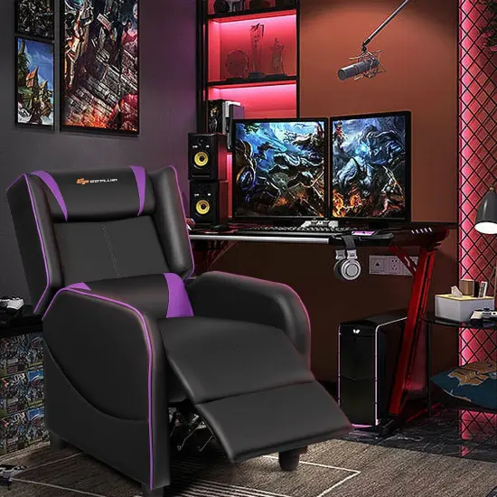 Ergonomic Purple Massage Gaming Recliner Chair {3}