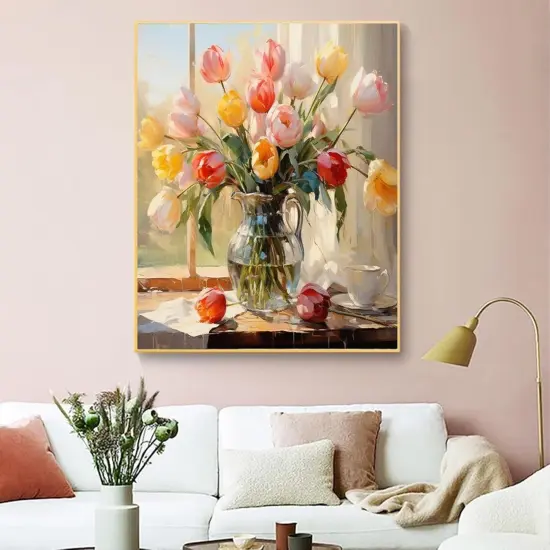 Flower Paint by Numbers Kit for Adults Canvas-Flower Paint by Numbers Kits for Adults,Flowers Painting by Numbers Adult for Gift Home Wall Decor(16x20inch) {2}