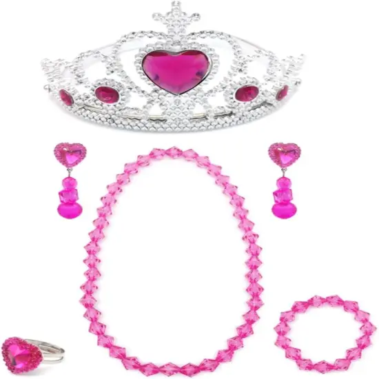Girl Kids Dress Up Tiaras Necklace Bracelet Clip on Earrings Toy Playset {4}