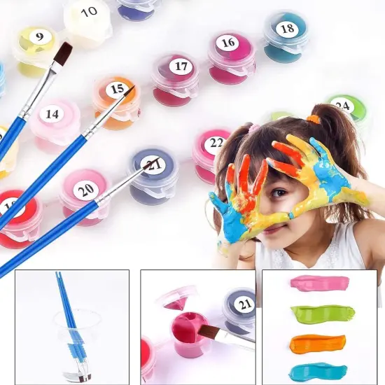 Paint by Numbers for Kids & Adults & Beginner, DIY Canvas Painting Gift Kits for Home Decoration - Colorful Cats and Butterflies 16 x 20 inch (Without Framed) {3}