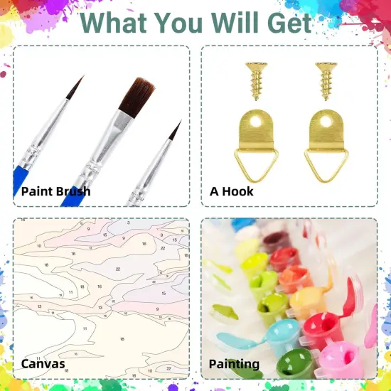 Landscape Paint by Numbers for Adults - Mountain Pine Paint by Numbers for Adults with Brushes, Art Crafts Canvas for Home Decoration 16 x 20 Inch {5}