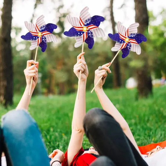 12Pcs American Flag Patriotic Pinwheels Fourth of July Decor Outdoor {4}