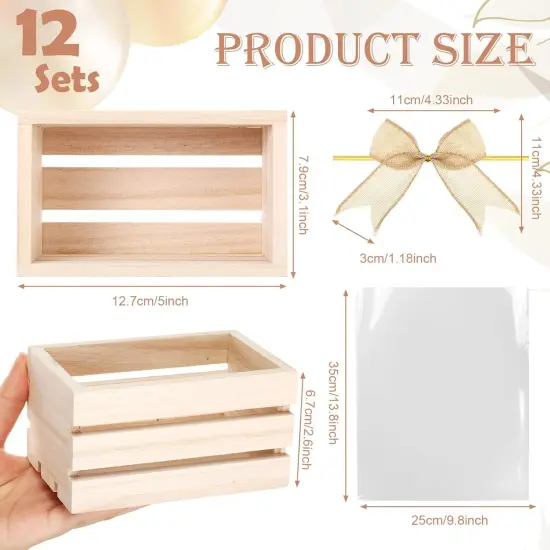 12 Pcs Easter Gift Basket Empty Kit Small Wood Crates {4}