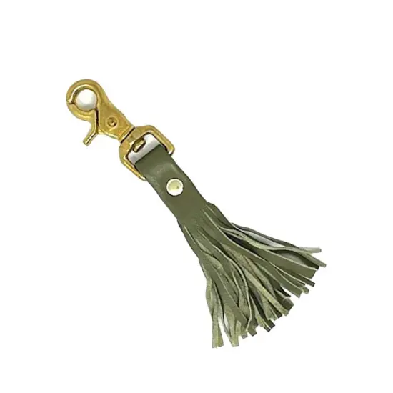 Swivel Hook Brass Base 2 Inch long 5/8 Inch leather fringe green {3}